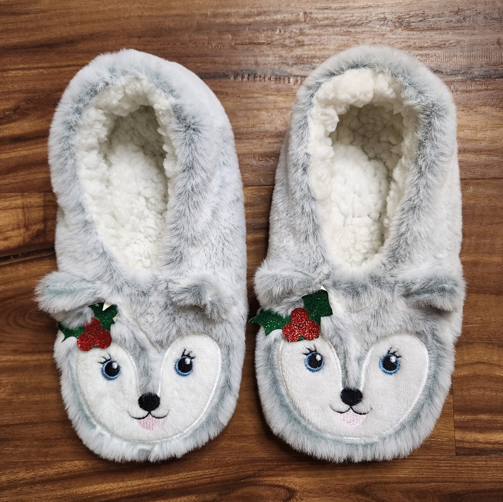 Mistletoe Husky Grippy Christmas Slipper Socks Size 7